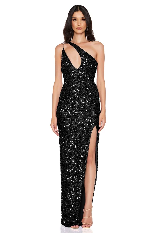 Fashionista Sale Nookie Revel Gown - Black Modern Glamour