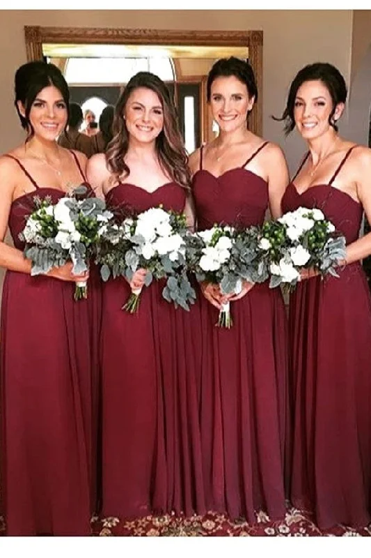 Everyday Elegance Sale Roycebridal Burgundy Sweetheart Chiffon Bridesmaid Dresses Spaghetti Straps Nordic Minimalist Home Look