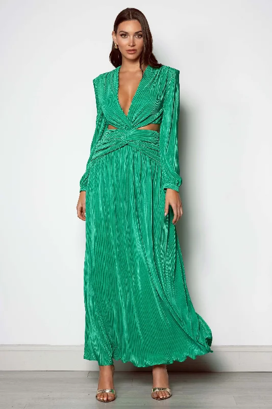 Trend Forward Threads Eden Gown - Green Romantic Detailing