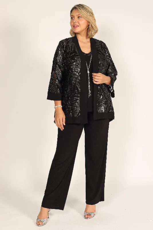 Special Offers R&M Richards 7547 Three-Piece Mesh Pant Suit Floral Style