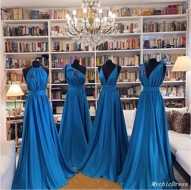 Sleek Style Discounts Roycebridal Cheap Beach Chiffon Blue Bridesmaid Dresses Simple Long Wedding Guest Dresses Timeless Elegant