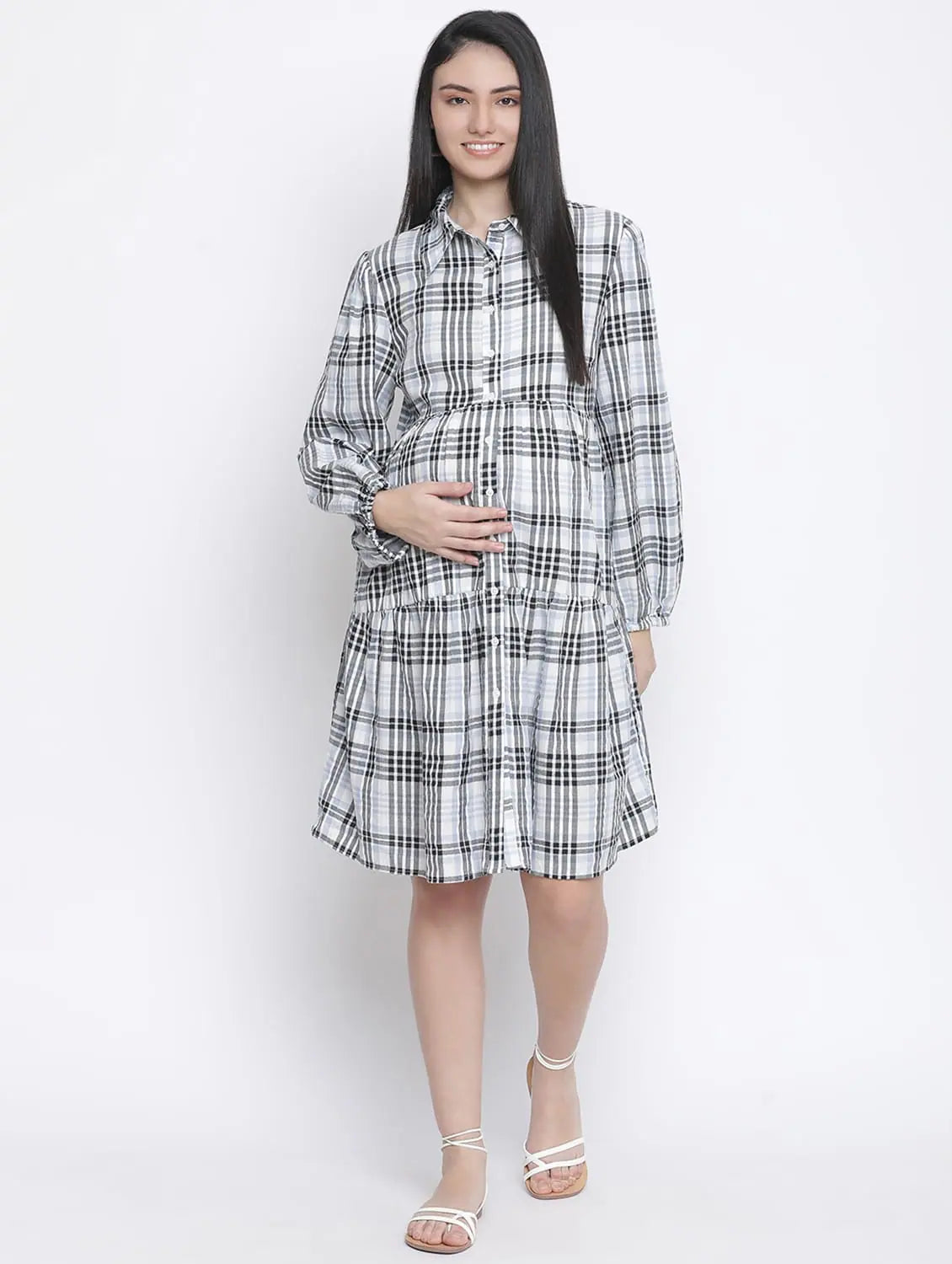 Effortless Style, Endless Impact Elation Checker Print Maternity Dress Casual Chic