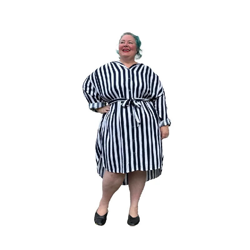 Fresh Styles, Fresh Deals Howard Shirt Dress in Ink Navy Stripe Casual Weekend Relaxed Style