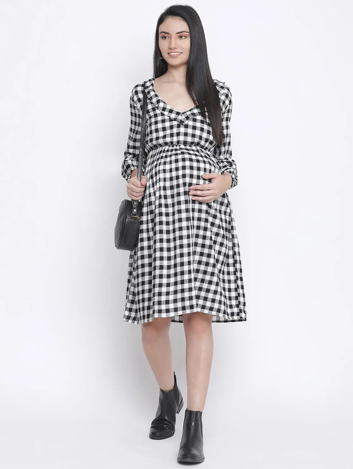 Trend Leading Collection Chic Check Print Maternity Dress Seasonal Trend