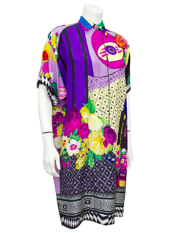 Style Without Limits Multi Colour Silk Shirt Dress Polished Finish