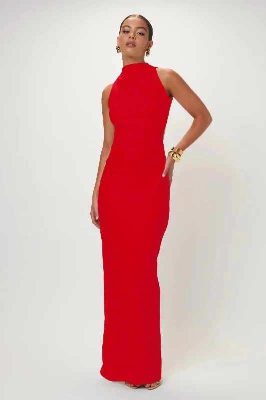 Trend Leading Collection Ambre Gown - Cherry Red Parisian Effortless Chic Style