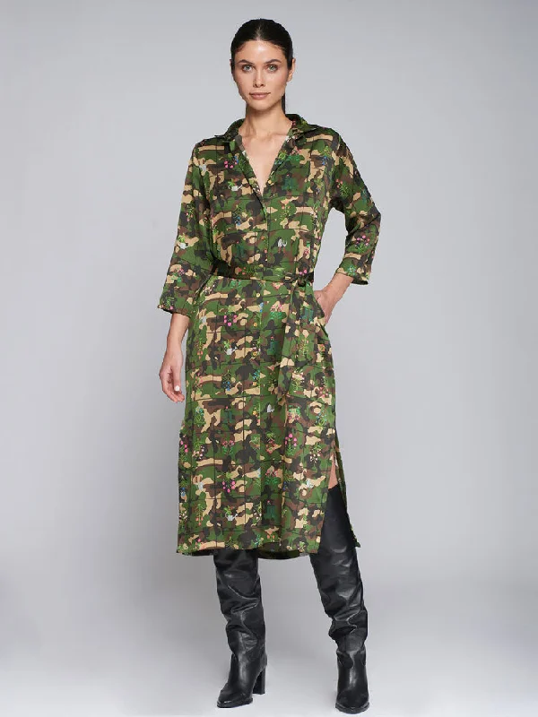 Holiday Attire Sale Vilagallo Green Camou Shirt Dress Dreamy Aesthetic