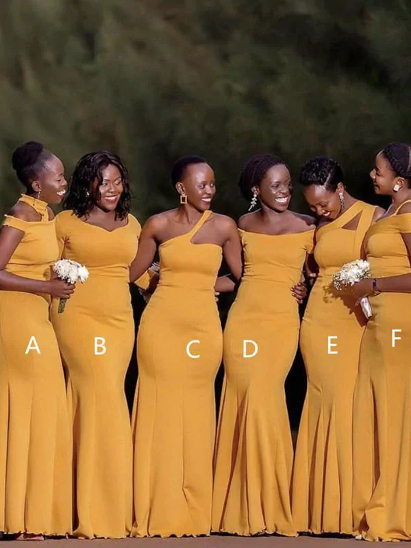 Limited Time Offers African Girl Yellow Wedding Guest Dress Cheap Mismatched Bridesmaid Dresses Bold Silhouette