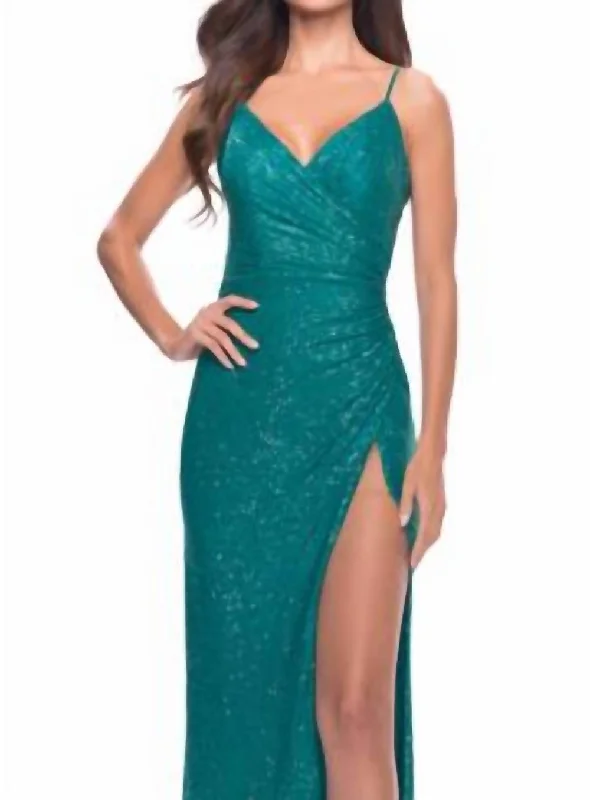 Flirty Fashion Discounts Sequin Long Prom Gown In Peacock Minimalist Chic