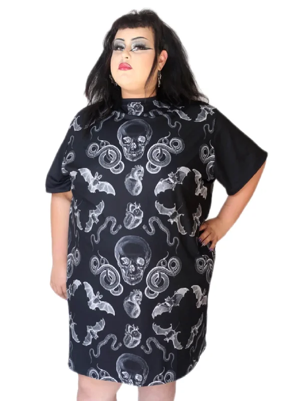 Clearance Event Macabre Oddities T-shirt dress Disco - Inspired Retro Dance Look