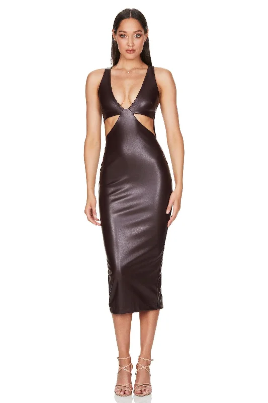 Sale Event, Prices Rock Nookie Alexia Cut Out Midi Dress - Chocolate Casual Weekend Relaxed Style