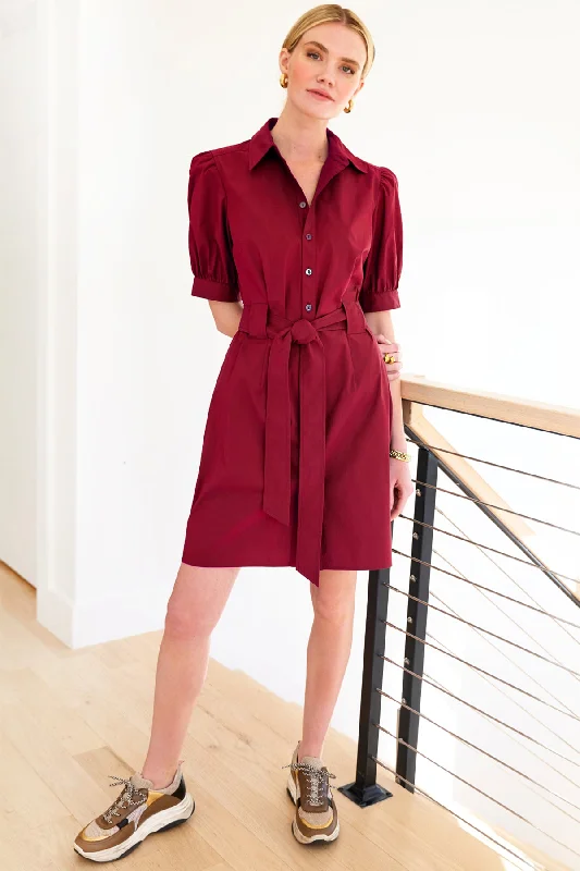 Bold Fashion Sales Piper Tie Front Shirt Dress Red Weathercloth Vintage Retro Party Wear