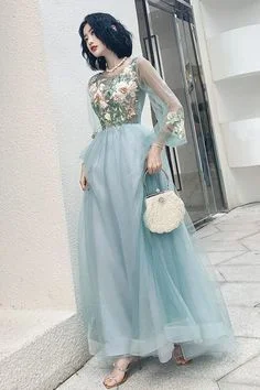 Athleisure Style Sale Elegant Long Sleeves Appliqued Tulle Prom Dress  cg6390 Elegant Details