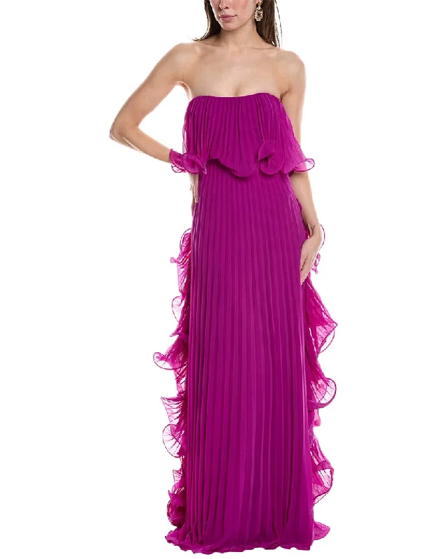 Luxury Casual Deals Badgley Mischka Ruffle Gown Final Clearance