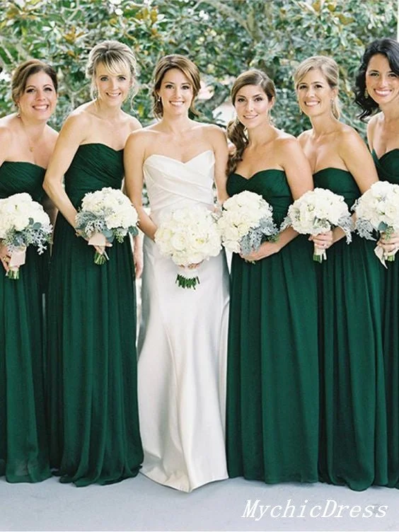 Popular Collection Roycebridal Cheap Chiffon Emerald Green Bridesmaid Dresses Long Wedding Guest Dress Elegant Ensemble