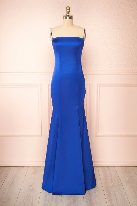 Spring Offer Naomie Blue | Silky Mermaid Gown Timeless Elegant