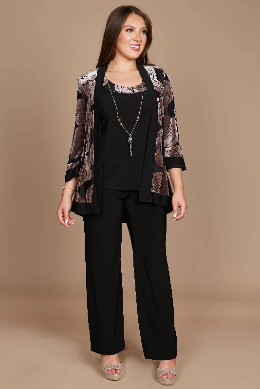 Urban Style Promotions R&M Richards 9017W Formal Plus Size Black Pant Suit Limited - Edition Drops