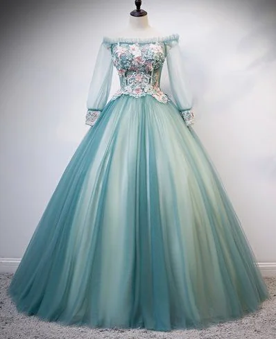 Refined Fashion Sale Unique Green Tulle Long Sleeve Strapless Formal Prom Dress, Evening Dress cg5274 Fashion-Forward Style