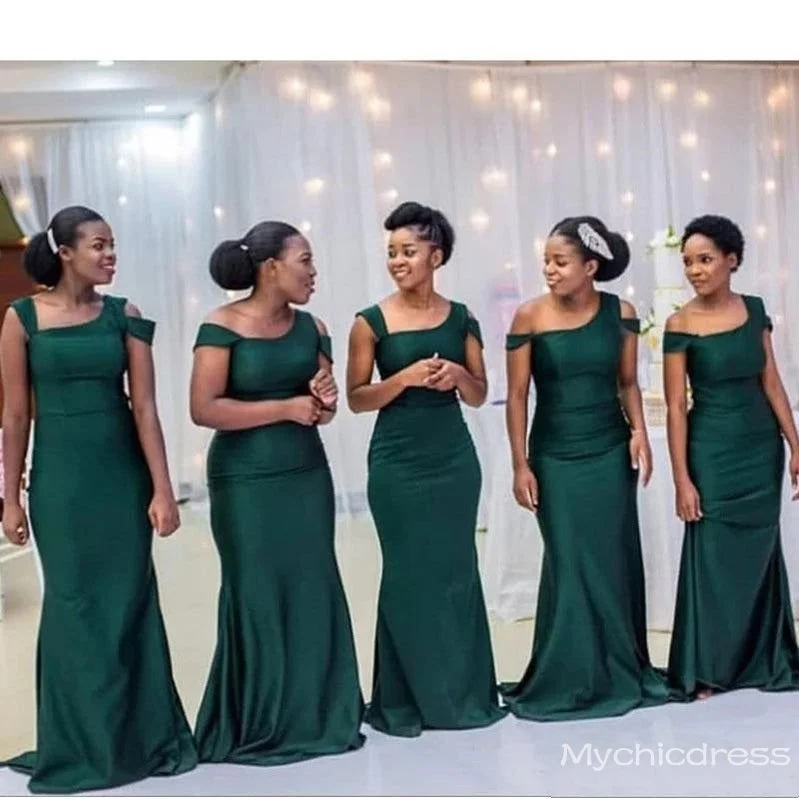 Flash Sale, Don'T Miss Roycebridal Cheap African Long Green Bridesmaid Dresses Mermaid Sleeveless Feminine Elegant