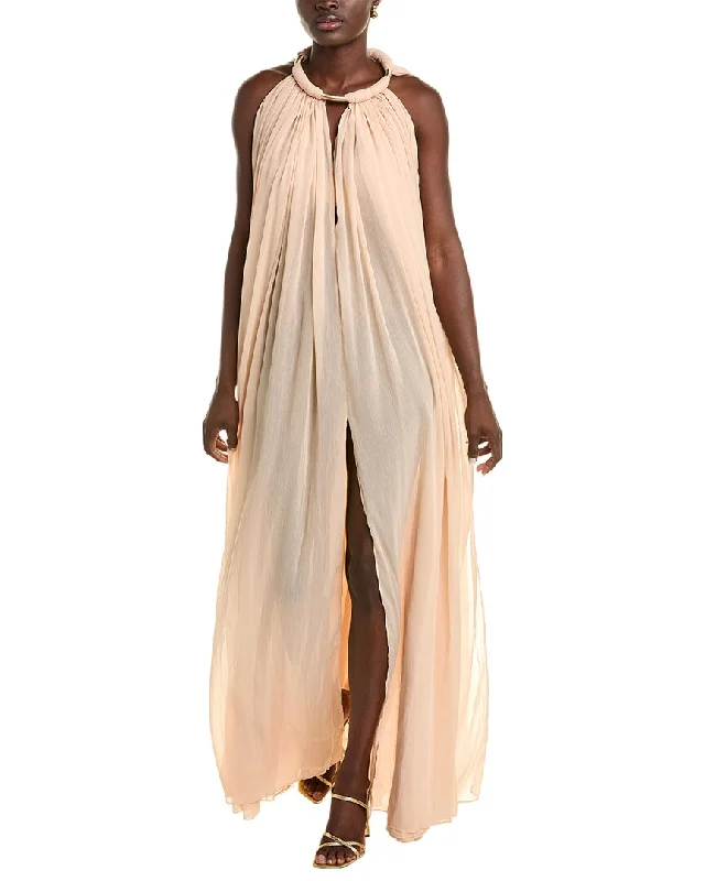 Swimwear Summer Blowout Bronx and Banco Japera Halter Neck Silk-Blend Gown Chic Sophistication