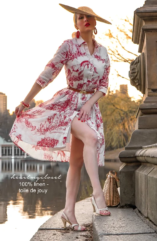 Swimwear Summer Blowout 100% LINEN Toile De Jouy shirt dress Soft Textures