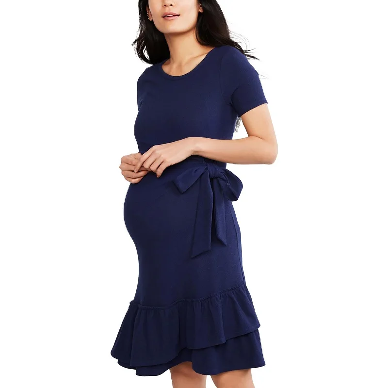 Stylish Statements A Pea In The Pod Womens Ruffled Side Tie Maternity Dress Boho Chic