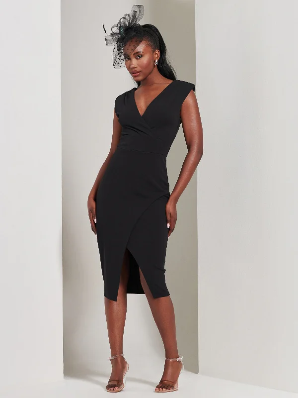 Exclusive Discount Yseult V-Neck Split Bodycon Dress, Black Fashion-Forward Style