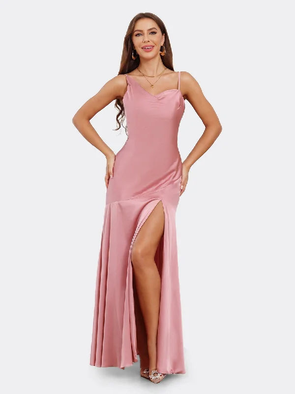 Step Ahead, Lead The Trend Sheath/Column Spaghetti Straps Sleeveless Evening Dresses with Split Side Effortless Grace