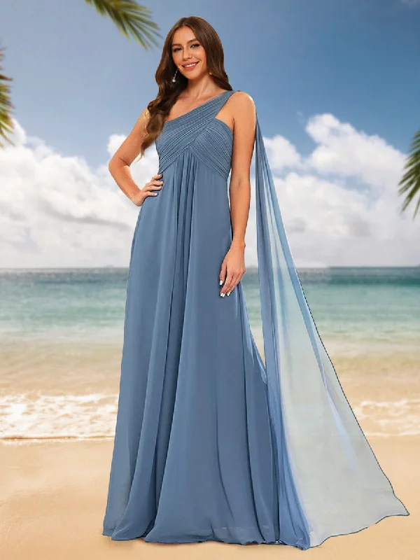 Fashionista Favorites A-Line/Princess One-Shoulder Sleeveless Bridesmaid Dresses Hollywood Glam Award - Show Style