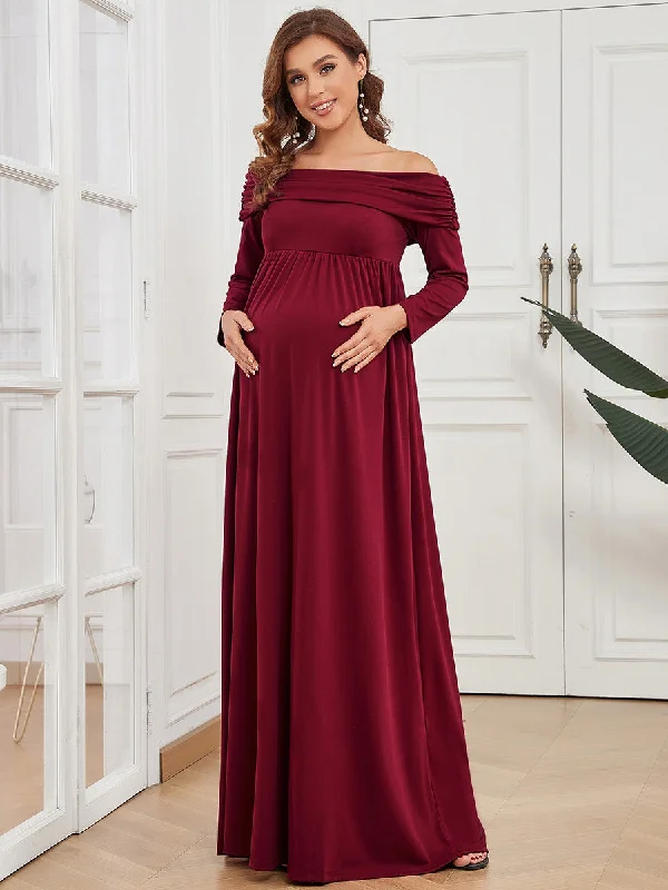 You'Ll Love Us Because Long Sleeves Floor Length A Line Wholesale Maternity Dresses Bold Patterns