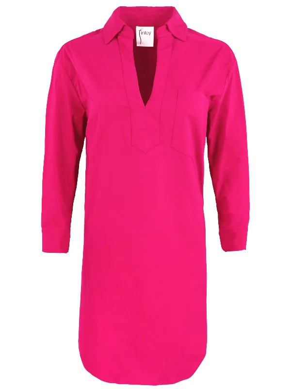 Retro Style Promotions Julia Popover Shirt Dress Getaway Collection - Fuchsia Super Stretch Elevated Style