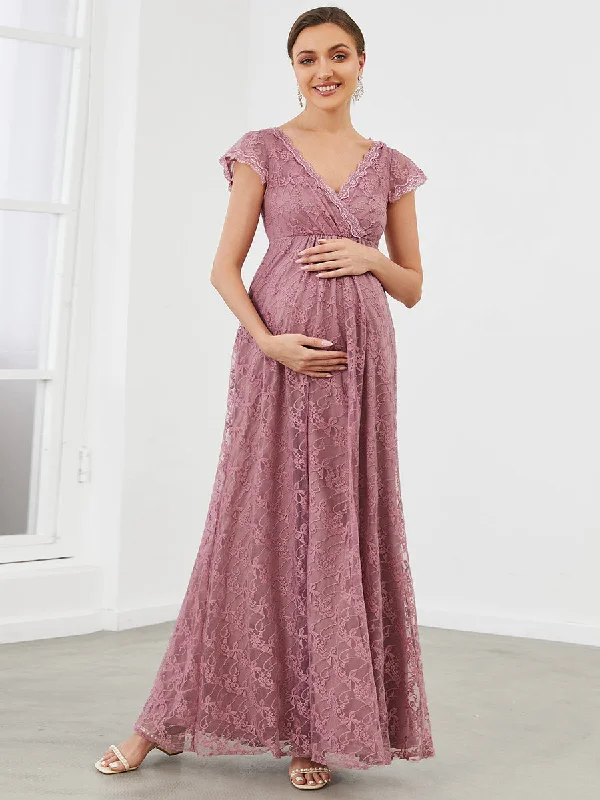 Massive Savings Deep V Neck A Line Wholesale Maternity Dresses with Cover Sleeves Everyday Glamour