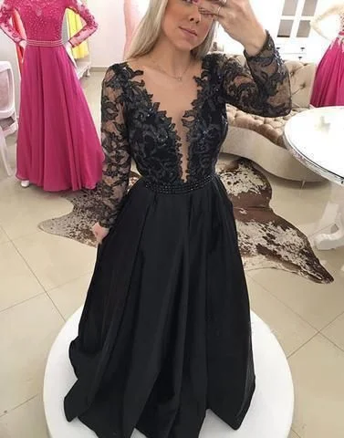 Best Deals Of The Season Back long sleeves floor-length prom dress, evening dresses  cg9026 Lightweight Fabric