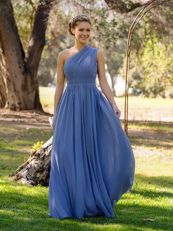 Special Offer For You A-Line One-Shoulder Floor-Length Chiffon Bridesmaid Dress Seasonal Trend