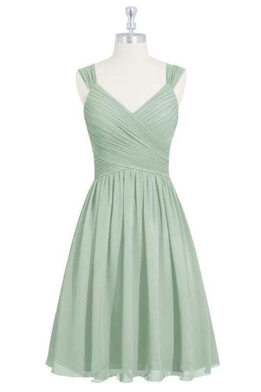 Seasonal Picks Sage Green Chiffon Lace-Up Short Bridesmaid Dress Elegant Ensemble