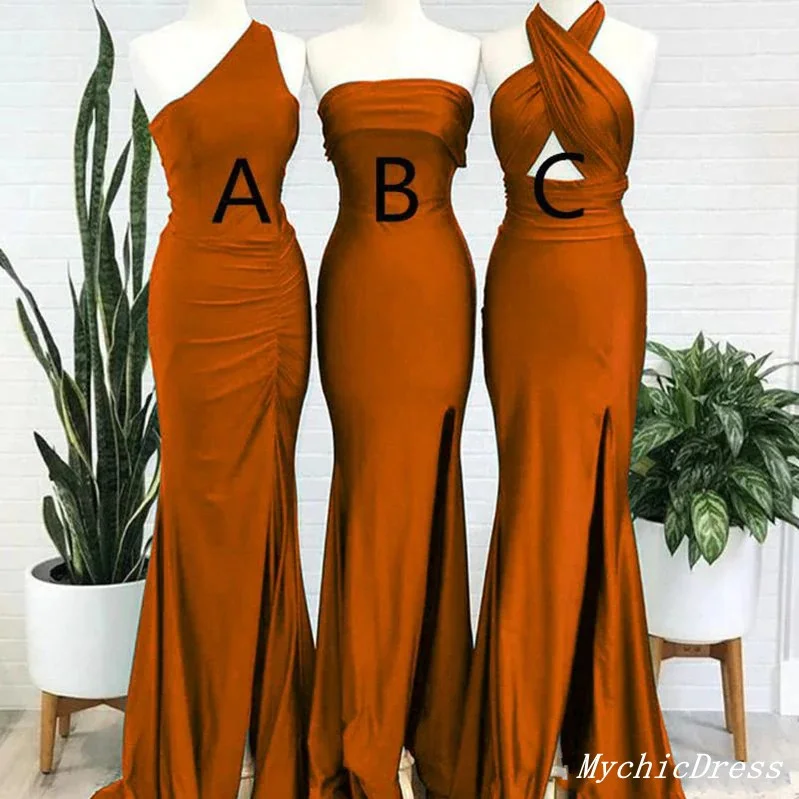 Cozy Comfort Style Sale Roycebridal Cheap Burnt Orange Bridesmaid Dresses Mermaid Mismatched Wedding Guest Dress Minimalist Elegant