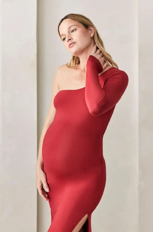 Fashion Deal The One Shoulder Evening Maternity Dress Classic Appeal