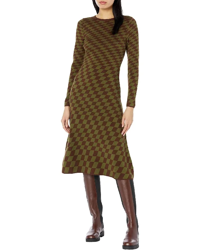 Sporty Fashion Offers Checked Midi Dress In Brown Vintage Look