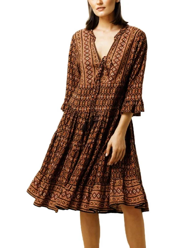 Must-Have Style Discounts Evie Midi Dress In Copper Tropical Island - Inspired Attire