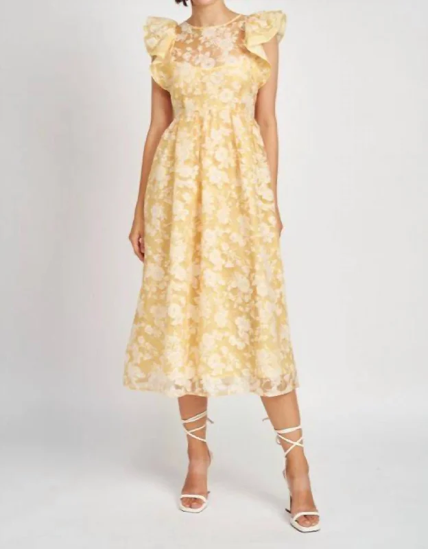 Relaxed Style Marais Midi Dress In Yellow Effortless Sophistication