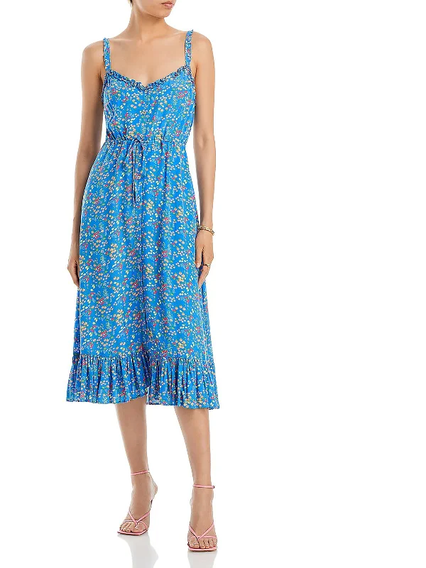 Limited Time Offers Adalyn Womens Ruffled Button Down Maxi Dress Disco - Inspired Retro Dance Look