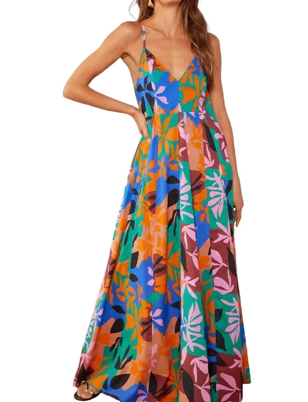 Seize Bargains Ananya Strappy Tent Midi Dress In Abstract Elegant Contour