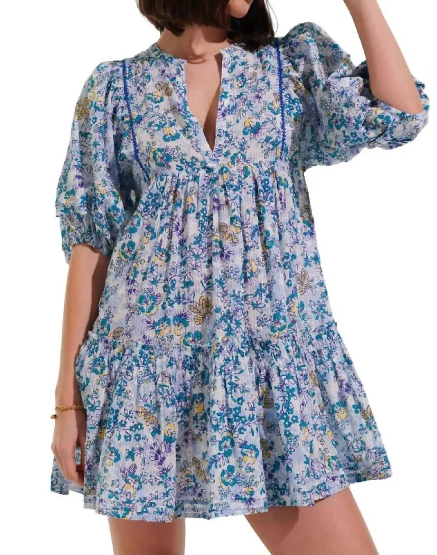 Final Sale Aria Mini Dress In Blue Sweet Liberty Bohemian Vibe