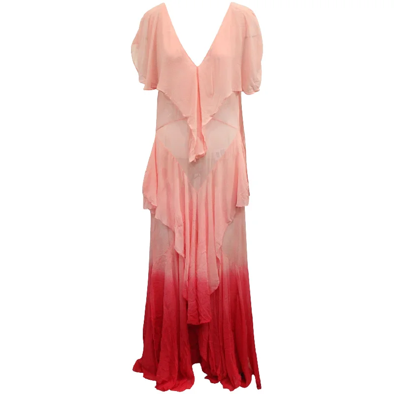 Get The Latest Trends Attico Ruffled Ombré Maxi Dress In Pink Silk Big Savings on Minimalist Office Styles