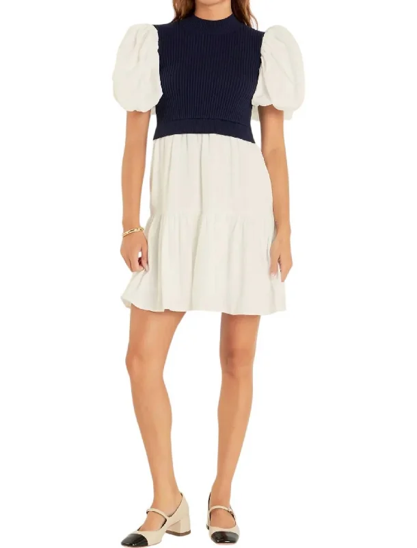 Fashionista Favorites Bonnie Mini Dress In Navy Elevated Style