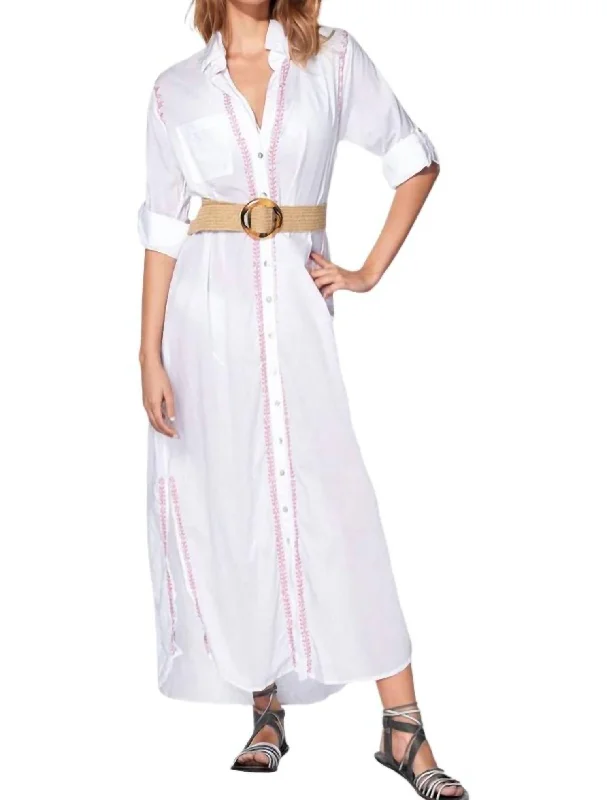 Luxe Style Discounts Boyfriend Chambray Maxi Dress In Dusty Rose Chic Urban Fashion Look