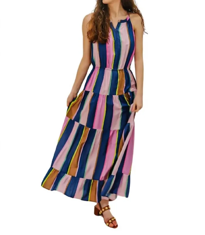 Flash Sale Fever Brielle Cabana Stripe Maxi Dress Vintage Look