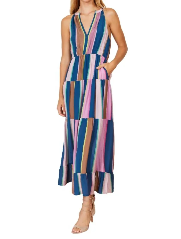 Valentine's Special Cabana Stripe Brielle Maxi Dress In Multi Charming Silhouette