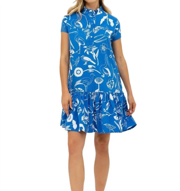 Exclusive Deals Online Cap Sleeve Mini Dress In Audubon Blue Boho Chic