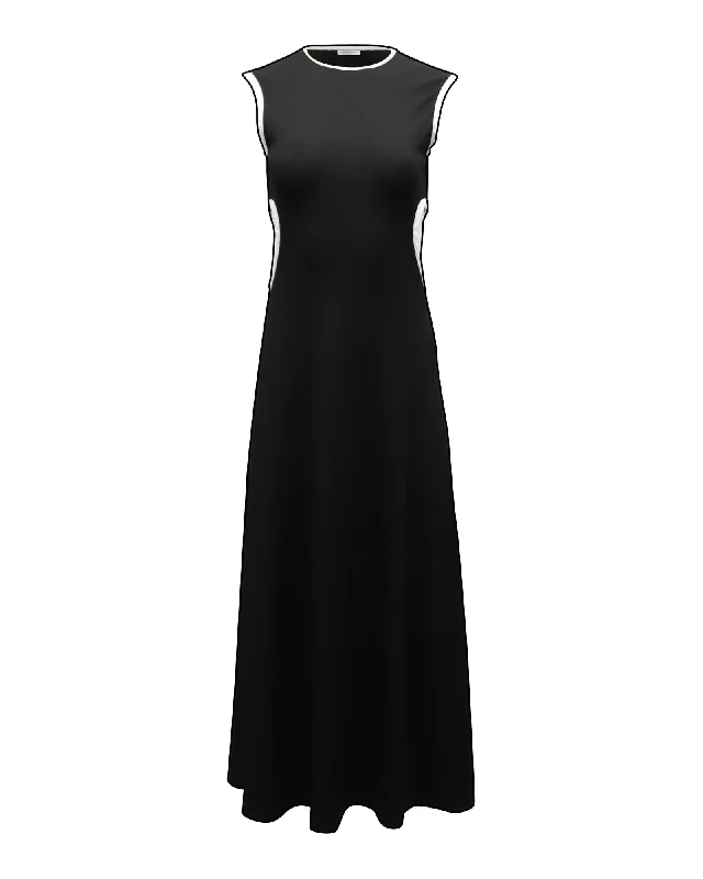 Street Chic Discounts Christopher Esber Negative Space Rib Maxi Dress in Black Polyester Contemporary Elegance